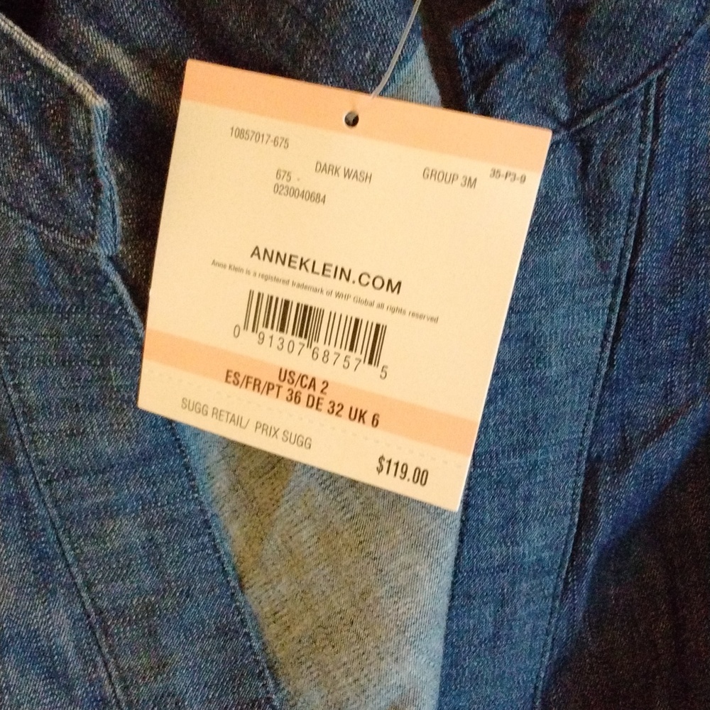 Women's NWT Ann Klein Denim Short Sleeve Midi Shift Dress with 3/4 zip Size 2 - Picture 5 of 5